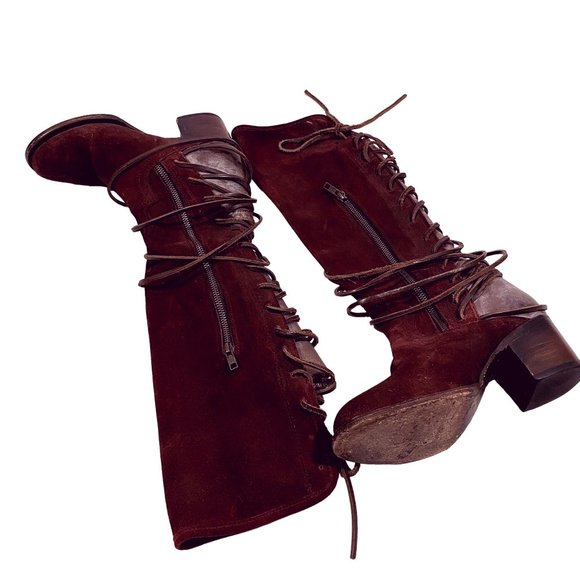 Freebird By‎ Steven Coal Wine Color Lace Up Boot Size 7 Rare Color